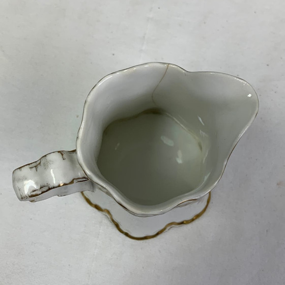 Vintage 1929 Pope-Gosser Sepia Gold Trimmed China Creamer Pitcher w Crack - Picture 5 of 6